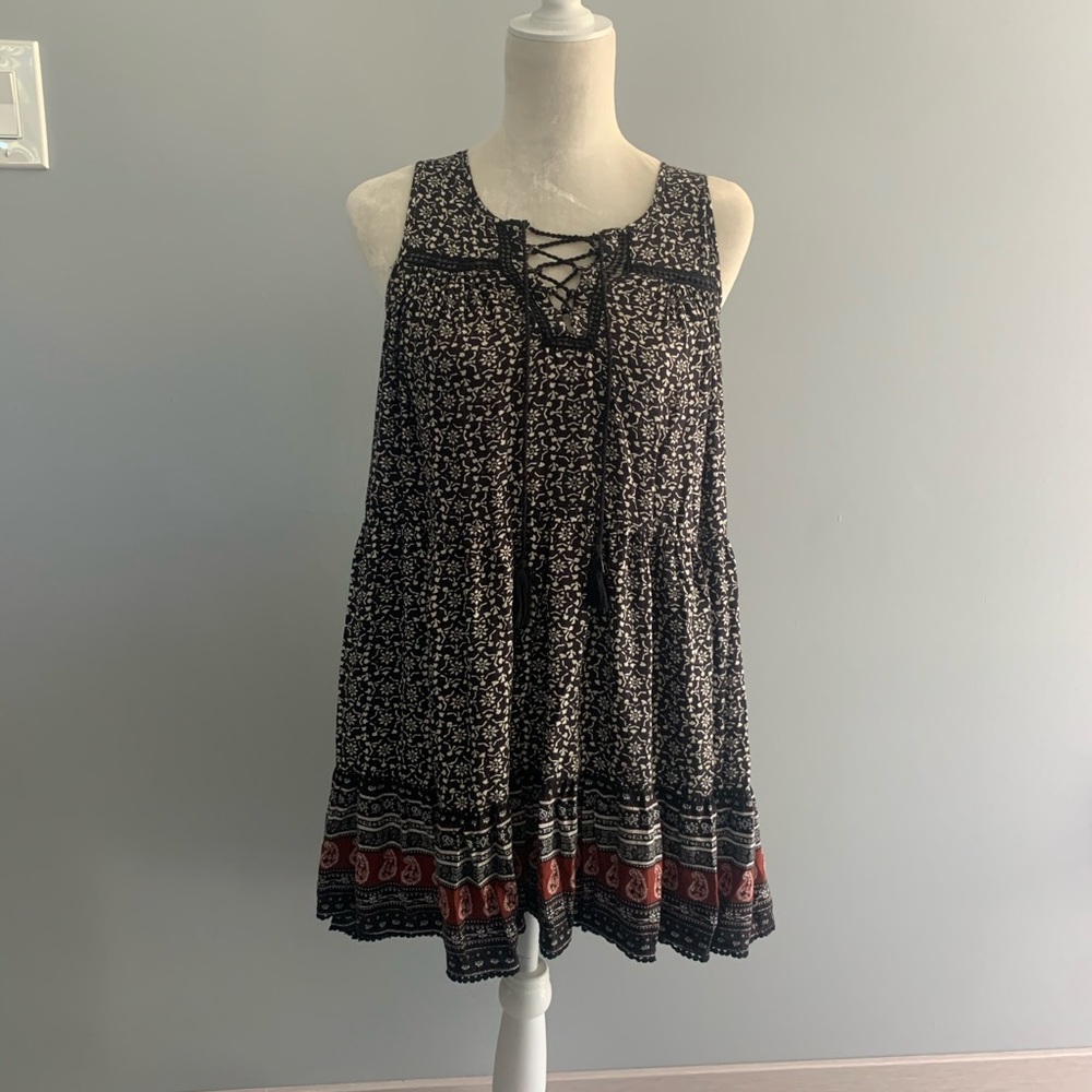 American Eagle Black Loose Boho Dress